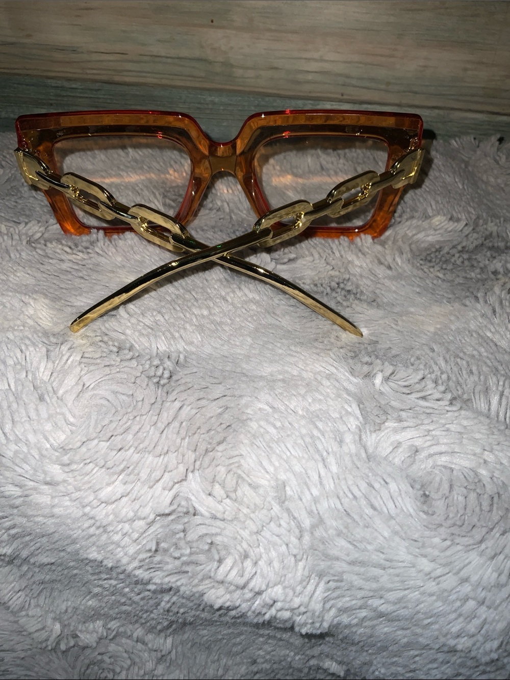 Bold Amber Square Frame Women's Glasses - Picture 3 of 4